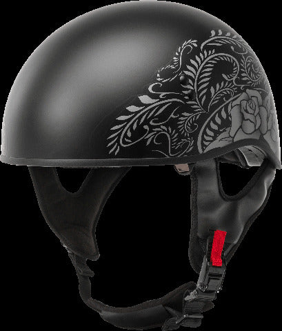 GMAX HH-65 HALF HELMET ROSE NAKED MATTE BLACK/SILVER MD H1657075