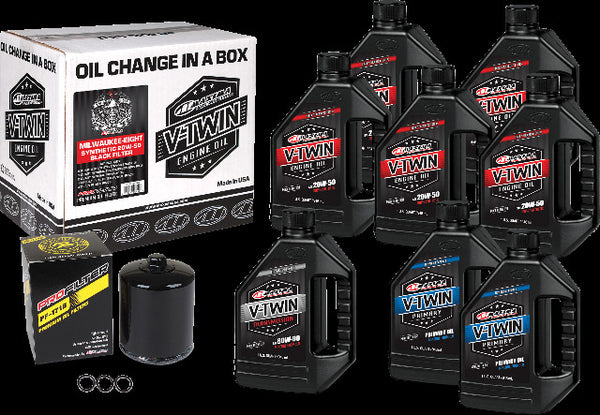 MAXIMA V-TWIN OIL CHANGE KIT SYN M8 BLACK FILTER 90-129018PB