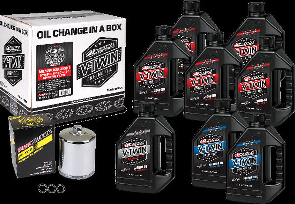 MAXIMA V-TWIN OIL CHANGE KIT SYN M8 CHROME FILTER 90-129018PC