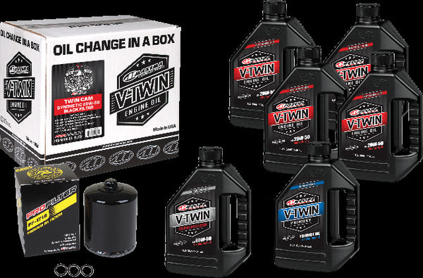 MAXIMA V-TWIN OIL CHANGE KIT SYN TC BLACK FILTER 90-119016PB