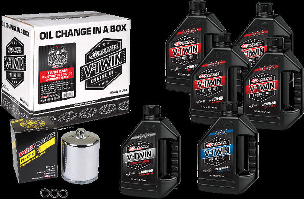 MAXIMA V-TWIN OIL CHANGE KIT SYN TC CHROME FILTER 90-119016PC