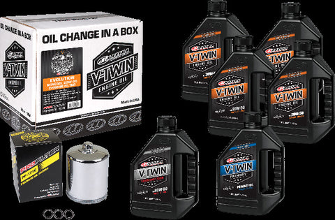 MAXIMA V-TWIN OIL CHANGE KIT MINERAL EVO  CHROME FILTER 90-069016PC