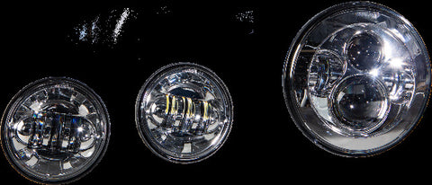 HARDDRIVE LED HEADLIGHT/PASSING LAMP SET CHROME 820-0367