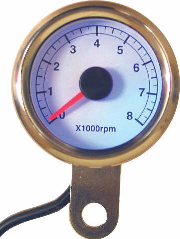 HARDDRIVE 48MM MINI TACHOMETER 8000 RPM WHITE FACE 95-06 21-6911W