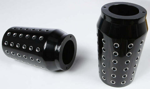 HARDDRIVE BILLET FORK SLIDER COVERS HOLE SHOT BLACK TOURING 14-UP 302674