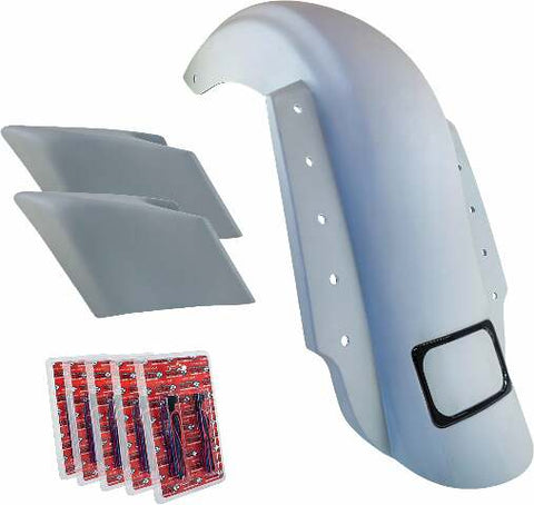 BAGGERNATION 3-PIECE FENDER KIT DUAL OUTLET BLACK LICENSE FRAME/STRETCHED KIT-3PC-DO-STR-B