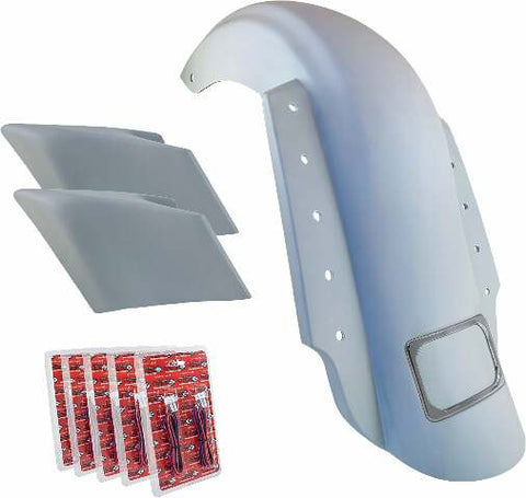 BAGGERNATION 3-PIECE FENDER KIT DUAL OUTLET CHROME LICENSE FRAME/STRETCHED KIT-3PC-DO-STR-C