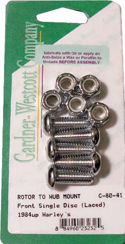GARDNERWESTCOTT FRONT BRAKE ROTOR ALLEN BOLTS 84-UP ALL LACED WHEELS C-80-41