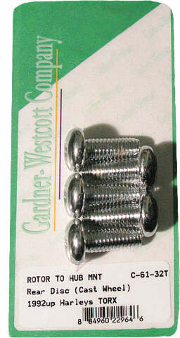 GARDNERWESTCOTT REAR BRAKE ROTOR TORX TORX BUTTONHEAD 92-UP CAST C-61-32T