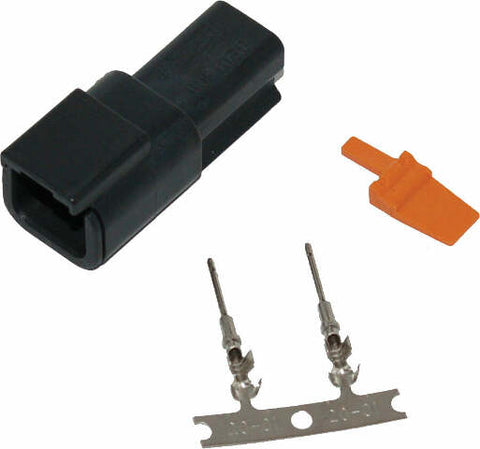 NAMZ CUSTOM CYCLE PRODUCTS DEUTSCH DTM 2-PIN BLK RECEPTCL W/2 STMPD TRMNLS HD 74102-98BK MDR-2B