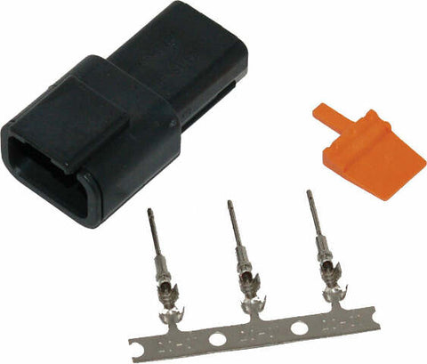 NAMZ CUSTOM CYCLE PRODUCTS DEUTSCH DTM 3-PIN RECEPTACLE W/3 TRMNLS/WDGLCK HD74103-98BK MDR-3B