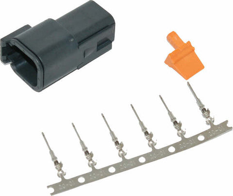 NAMZ CUSTOM CYCLE PRODUCTS DEUTSCH DTM 6-PIN BLK RECEPTCL W/6 TRMNLS/WDGLCK HD74106-98BK MDR-6B