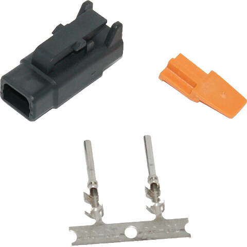 NAMZ CUSTOM CYCLE PRODUCTS DEUTSCH DTM 2-PIN BLACK PLUG W/2 TRMNLS/WDGLCK HD74112-98BK MDP-2B