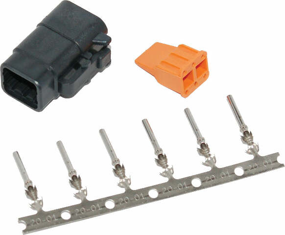 NAMZ CUSTOM CYCLE PRODUCTS DEUTSCH DTM 6-PIN BLACK PLUG W/6 TRMNLS/WDGLCK HD74116-98BK MDP-6B
