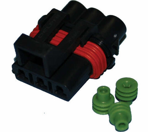 NAMZ CUSTOM CYCLE PRODUCTS DELPHI-PACKARD WEATHERPACK 3-WIRE FEMALE CONNECTOR NDP-38065