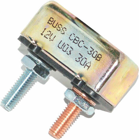 NAMZ CUSTOM CYCLE PRODUCTS UNIV 30-AMP CIRCUIT BREAKER OEM # 74599-77B 10-32 STUDS EA NCB-3001