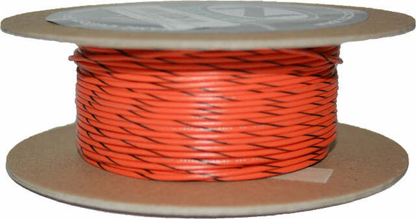 NAMZ CUSTOM CYCLE PRODUCTS #18-GAUGE ORANGE/BLACK STRIPE 100' SPOOL OF PRIMARY WIRE NWR-30-100