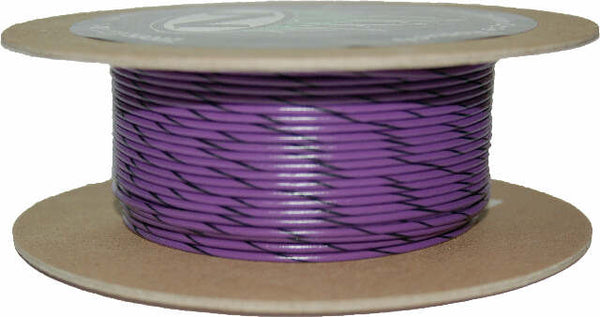 NAMZ CUSTOM CYCLE PRODUCTS #18-GAUGE VIOLET/BLACK STRIPE 100' SPOOL OF PRIMARY WIRE NWR-70-100