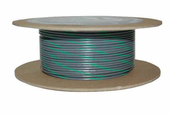 NAMZ CUSTOM CYCLE PRODUCTS #18-GAUGE GREY/GREEN STRIPE 100' SPOOL OF PRIMARY WIRE NWR-85-100
