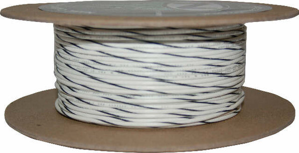 NAMZ CUSTOM CYCLE PRODUCTS #18-GAUGE WHITE/BLACK STRIPE 100' SPOOL OF PRIMARY WIRE NWR-90-100