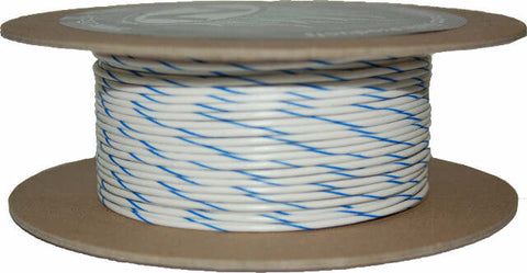 NAMZ CUSTOM CYCLE PRODUCTS #18-GAUGE WHITE/BLUE STRIPE 100' SPOOL OF PRIMARY WIRE NWR-96-100