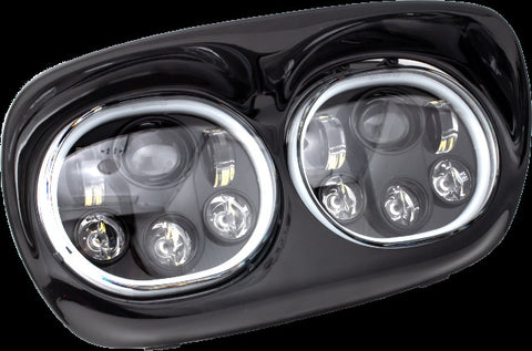 LETRIC LIGHTING CO LED HEADLIGHT BLK/BLK HALO FLTR `98-13 LLC-LRHP-HBB