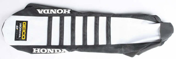 D-COR SEAT COVER GEICO REPLICA BLACK/WHITE W/RIBS 30-10-453