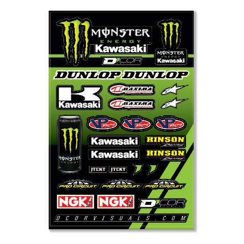 D-COR MONSTER KAW DECAL SHT12MIL MONSTER KAW RACING DECAL SHEET 40-20-117