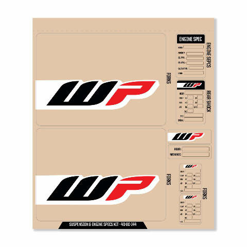 D-COR WP DECAL KIT WP FORK/SHOCK/ENG SPEC 40-80-144