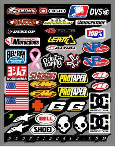 D-COR HELMET LOGOS DECAL SHEET 9.5
