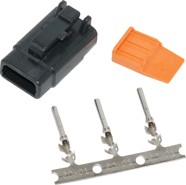 NAMZ CUSTOM CYCLE PRODUCTS DEUTSCH DTM 3-PIN BLACK PLUG W/3 TRMNLS/WDGLCK HD74113-98BK MDP-3B