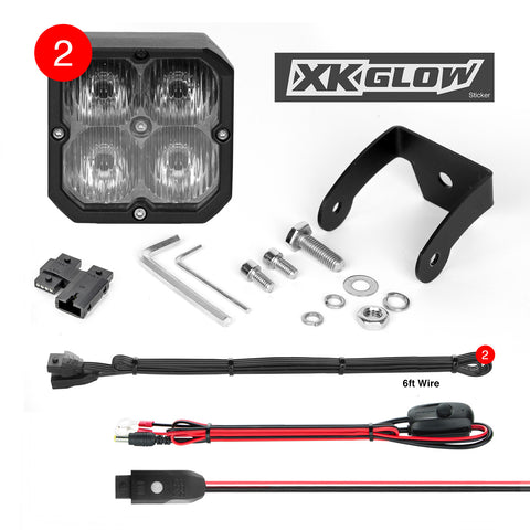 XK GLOW 20W RGB POD LIGHTS DRIVING BEAM PR XK065001-D-KIT