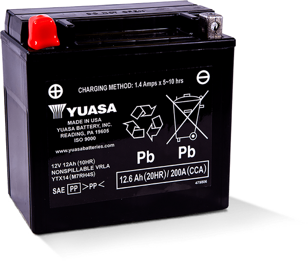 YUASA BATTERY YTX14 SEALED FACTORY ACTIVATED YUAM7RH4S