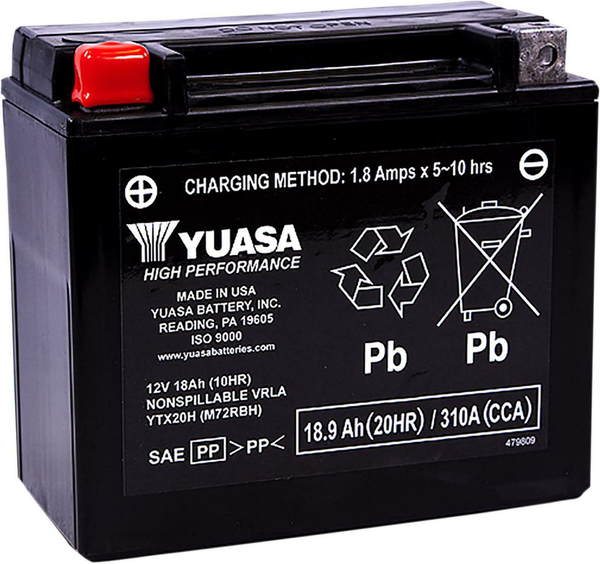 YUASA BATTERY YTX20H SEALED FACTORY ACTIVATED YUAM72RBH