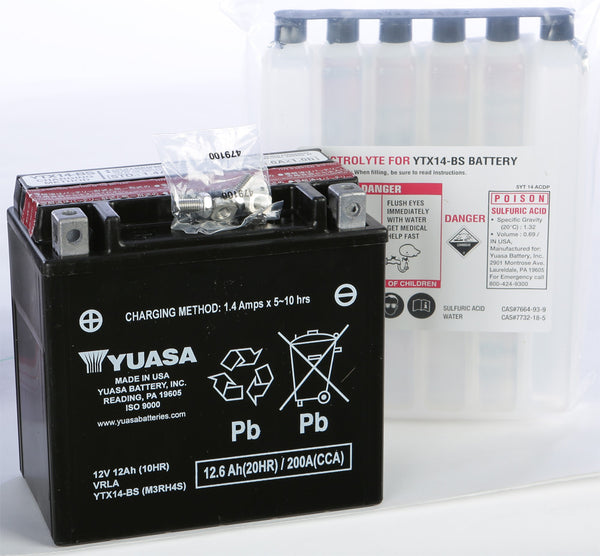 YUASA BATTERY YTX14-BS MAINTENANCE FREE YUAM3RH4S