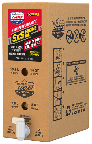 LUCAS SXS SEMI SYNTHETIC ENGINE OIL 10W40 6 GAL BIB 18033