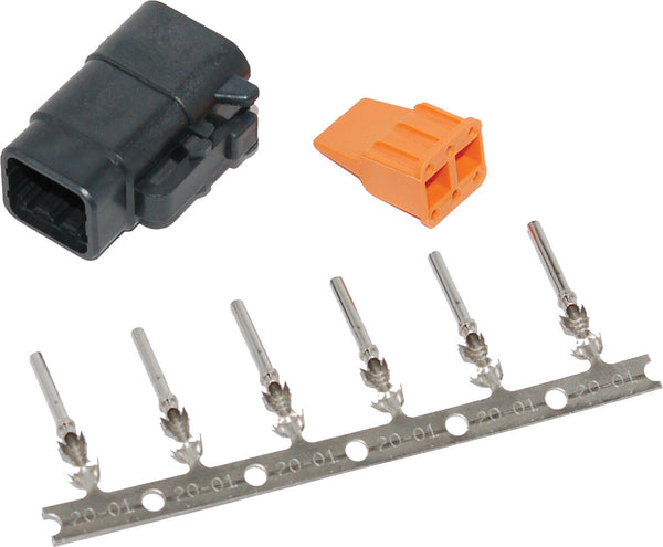 NAMZ CUSTOM CYCLE PRODUCTS DEUTSCH DTM 6-PIN BLACK PLUG W/6 TRMNLS/WDGLCK HD74116-98BK MDP-6B