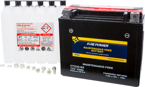 FIRE POWER BATTERY CTX20-BS MAINTENANCE FREE CTX20-BS
