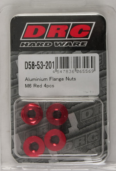 DRC ALUMINUM FLANGE NUTS RED M6X12MM 4/PK D58-53-201