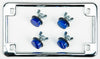 CHRIS PRODUCTS LICENSE PLATE FRAME W/4 BLUE REFLECTORS CHROME 0603