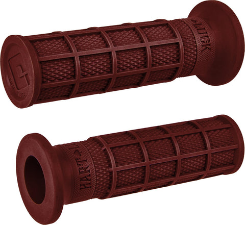ODI SINGLE PLY WAFFLE GRIPS VTWIN DARK RED V02FWDR