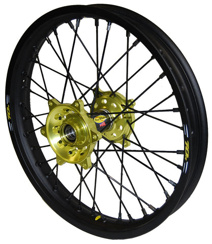 PRO-WHEEL WHEEL REAR 2.15X19 YELLOW HUB BLK RIM/GLD SPOKE/SIL NIPPLE 24-4508241