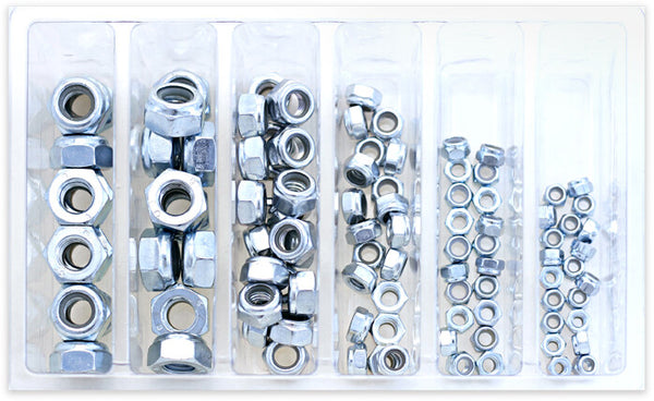 BOLT NYLON LOCKING NUT ASSORTMENT 100 PIECE KIT SV-NYLOCK