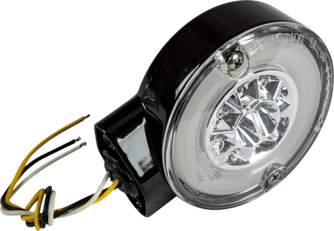 HARDDRIVE DUAL FUNCTION FRONT TURN SIGNAL BLACK W/CLEAR LENS 164511