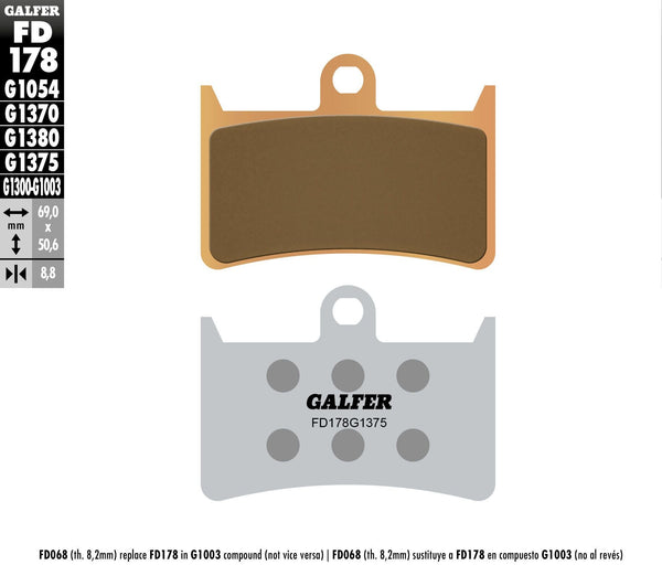 GALFER BRAKE PADS SINTERED CERAMIC FD178G1375 FD178G1375