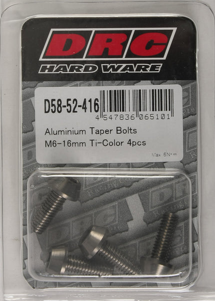 DRC ALUMINUM TAPER BOLTS TITANIUM M6X16MM 4/PK D58-52-416