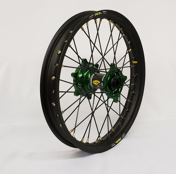 PRO-WHEEL WHEEL REAR 1.85X19 GREEN HUB BLK RIM/GLD SPOKE/GLD NIPPLE 24-2105244