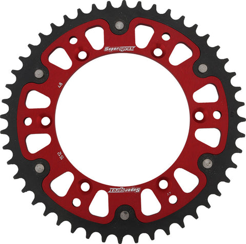 SUPERSPROX REAR STEALTH SPROCKET ALU/STL 48T-520 RED BETA/GAS/HUSQ/SHE RST-1512-48-RED