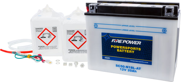 FIRE POWER BATTERY W/ACID SC50-N18L-AT 12V HEAVY DUTY SC50-N18L-AT