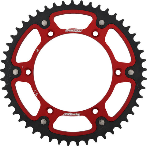 SUPERSPROX REAR STEALTH SPROCKET ALU/STL 49T-520 RED GAS/SHE RST-1512-49-RED